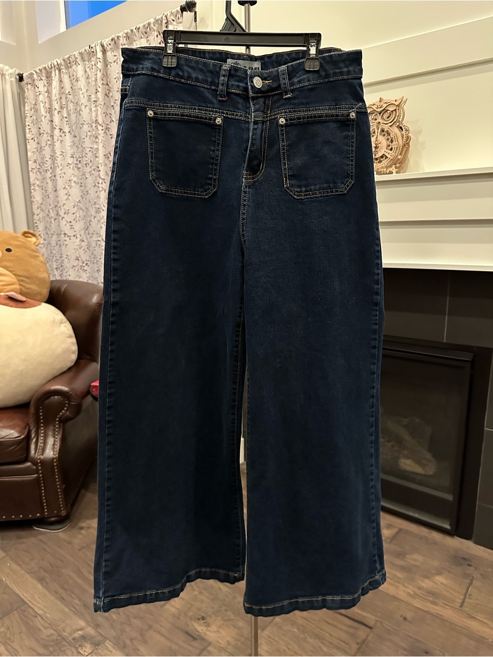 Wide Leg High-Rise Women's Jeans - Dark Blue size XL waist 34